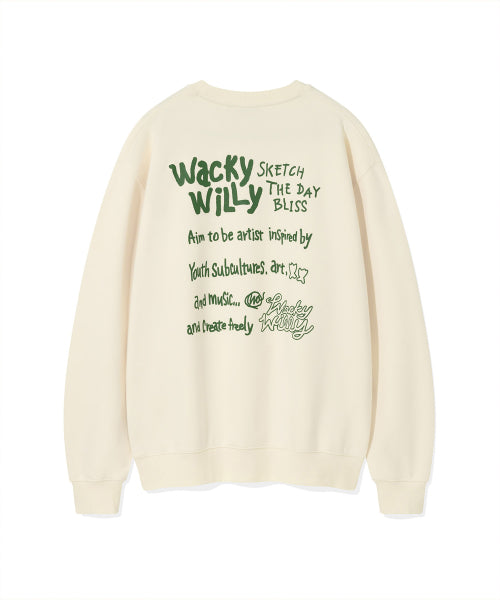 Back Printed Lettering Sweatshirt Cream