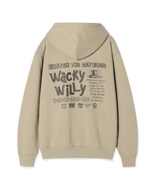 Sketch Graphic Hood Sweat Khaki