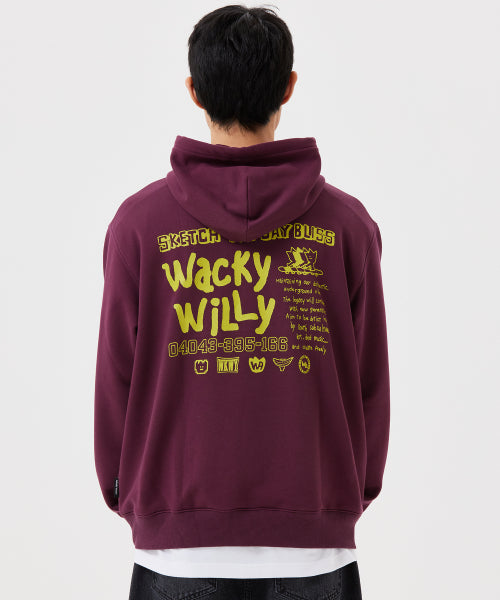 Sketch Graphic Hooded Sweatshirt Burgundy