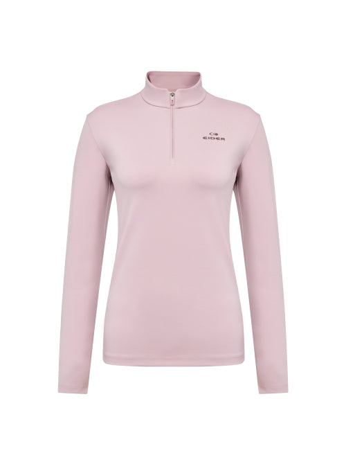 BASIC (Basic) Women's Long-Sleeved Zip-Up T-shirt_POWDER PINK