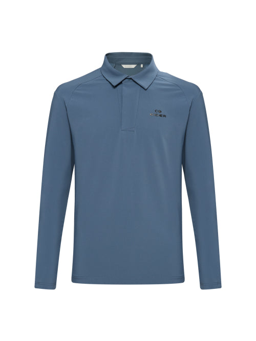 WEATHER FLEX (Wether Flex) Men's Hybrid Polo T-Shirt_SMOKEY BLUE