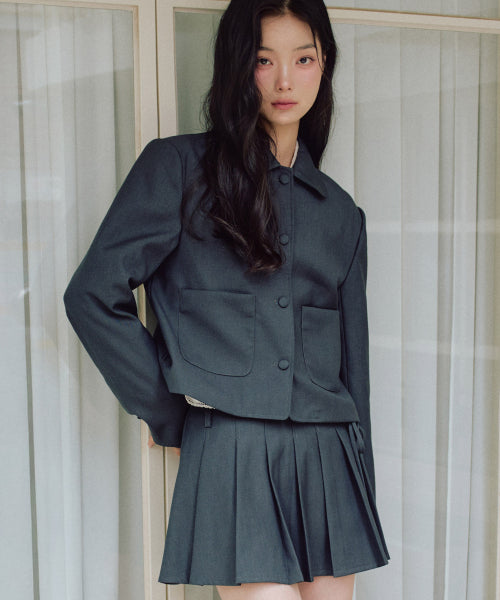 Darlene Ribbon Short Jacket [CHARCOAL]