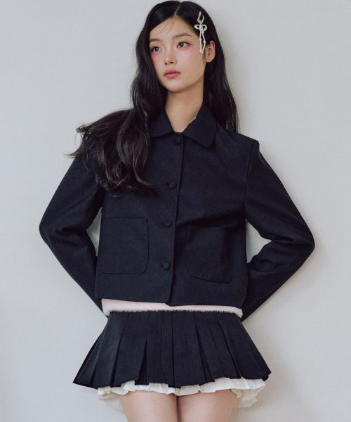 Darlene Ribbon Short Jacket [BLACK]