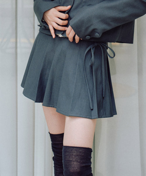 Darlene Classic Pleated Skirt Pants [CHARCOAL]