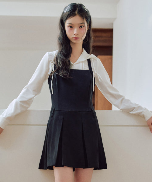 Darlene Bustier Pleats Mini Dress [BLACK]