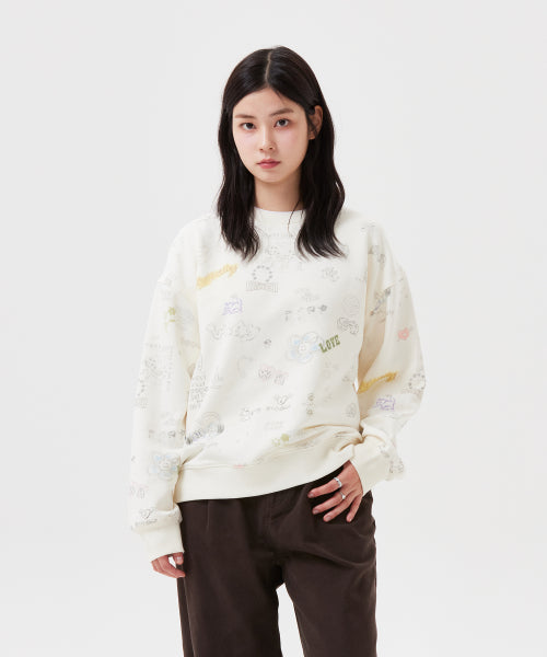 Women's Drawing Pattern Semi-Oversized Fit Sweatshirt Pattern