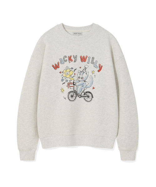Women's Vintage Graphic Semi-Oversized Fit Sweatshirt Oatmeal