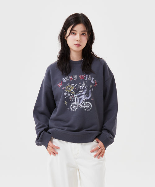 Women's Vintage Graphic Semi-Overfit Sweatshirt Gray