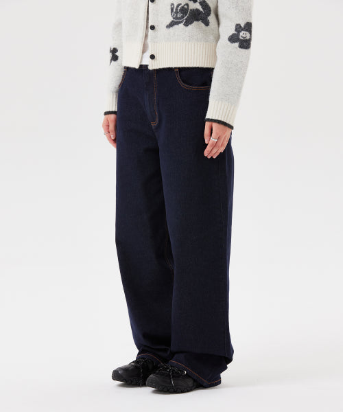 Women's Semi-Wide Denim Pants Indigo