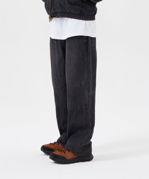 Double denim pants black