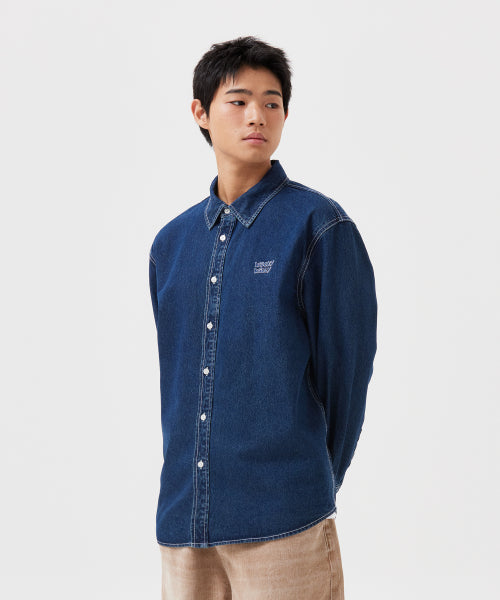 Denim long-sleeved shirt indigo