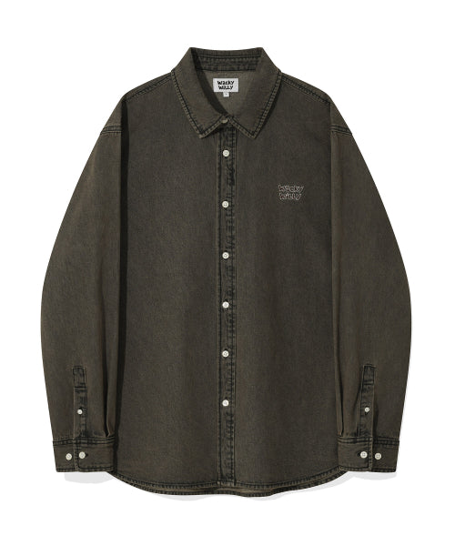 Denim Long-Sleeved Shirt Brown