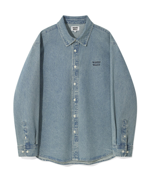 Denim long-sleeved shirt blue