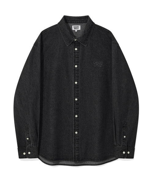 Denim long-sleeved shirt black