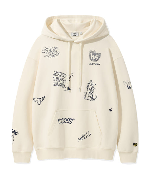Spray Graphic Hood Sweat Cream