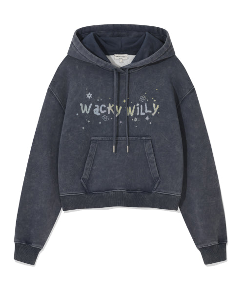 Women's Snowwashing Graphic Crop Hoody Navy