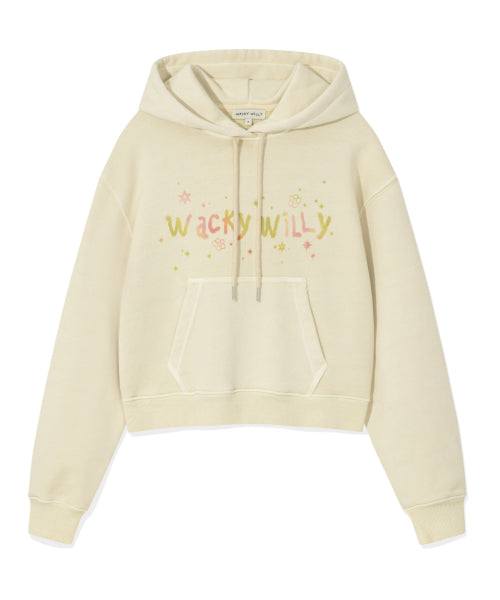 Women's Snowwashing Graphic Crop Hoodie Beige