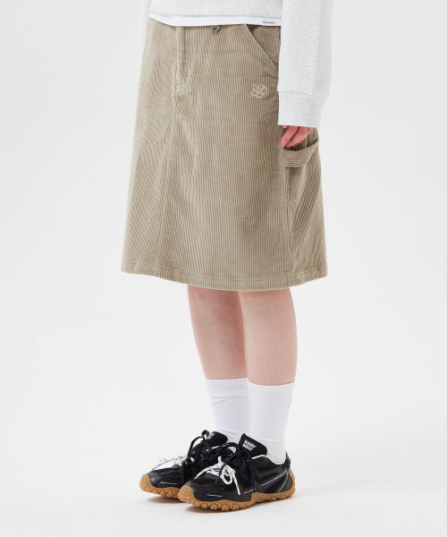 Women's Corduroy Carpenter Midi Skirt Light Khaki