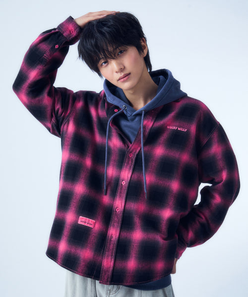 Dying Checkered Shirt Pink