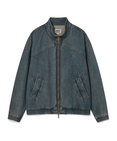 denim high neck pull-up blue