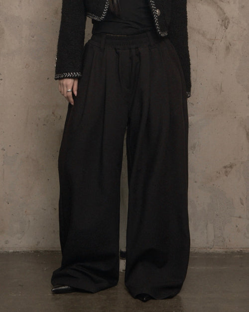 Pintuck Wide Slacks (black)