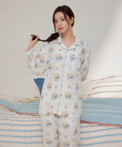 [Crunchy Bear] Crunchy Long-Sleeved Pajamas (WHITE)_SPPPF49U03