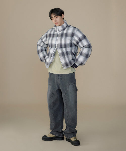 WIDE CARPENTER DOUBLE KNEE DENIM PANTS
