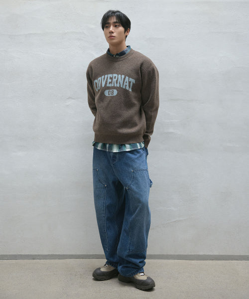 WIDE CARPENTER DOUBLE KNEE DENIM PANTS