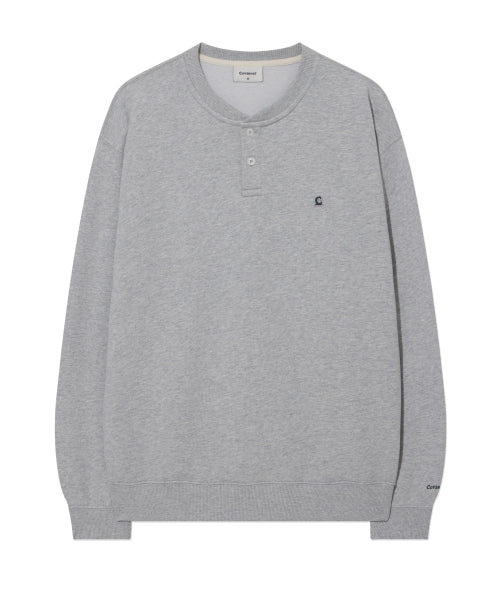 HENLEY NECK SWEATSHIRT