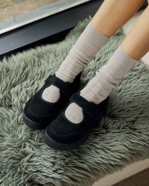 Romita Suede Platform Velcro Merrizane Black FLOTFA3W52