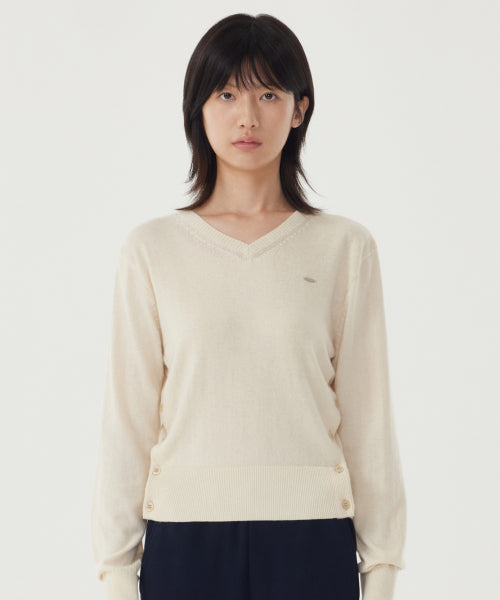 WOMEN V-NECK WOOL BLEND KNIT