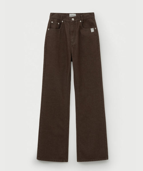 (W) Semi Loose Bootscut Denim Pants Brown