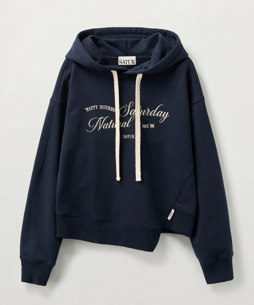 (W) Natural Saturday Crop Hoodie Navy