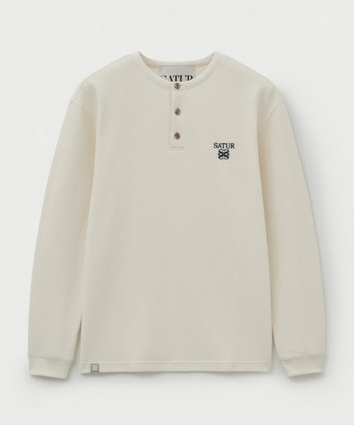 Waffle Henry Neck T-shirt Cream
