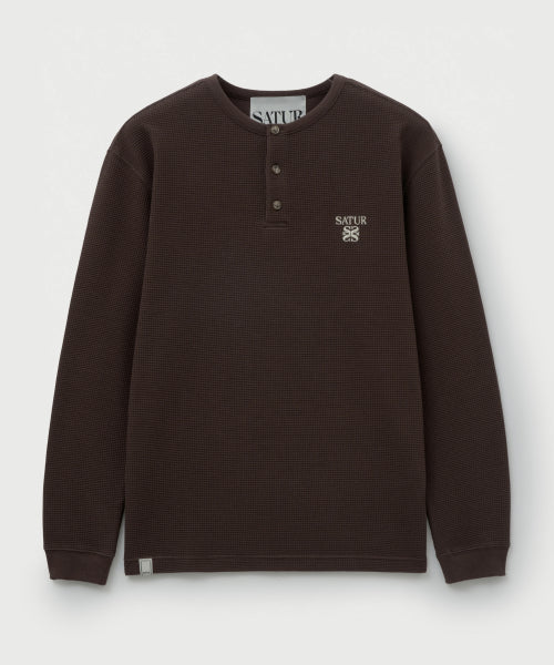 Waffle Henry Neck T-shirt Brown
