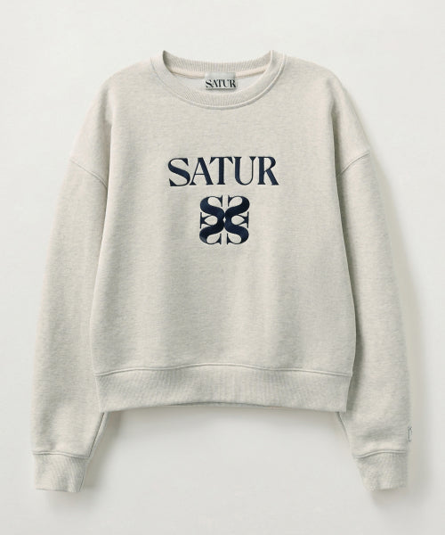 (W) Classic Logo Crop Sweatshirt Melange Ivory