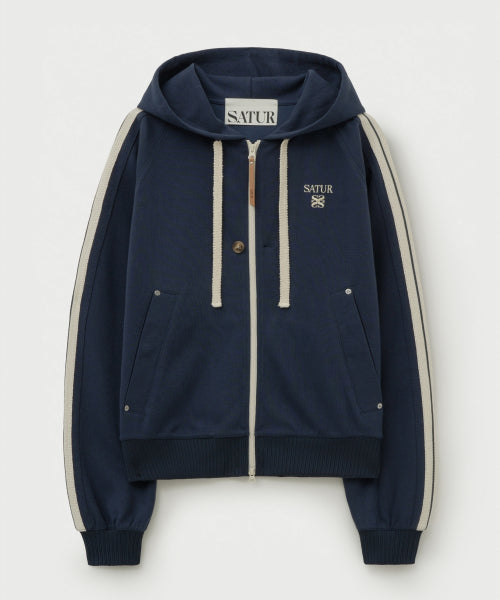 Lawton Loose Fit Hood Zip-up Navy