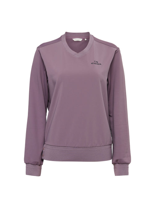 WEATHER FLEX (Wether Flex) Women's Hybrid V-Neck T-shirt_COPPER BROWN