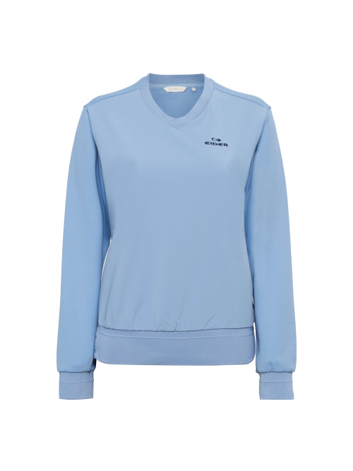 WEATHER FLEX (Wether Flex) Women's Hybrid V-Neck T-shirt_URBAN BLUE
