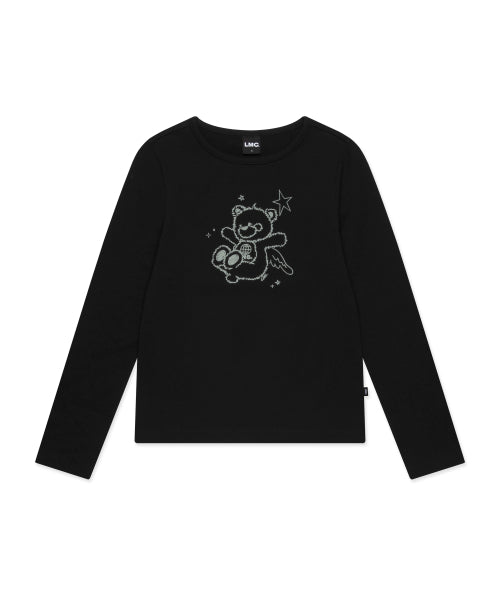 WM DOODLE BEAR LONG SLV TEE black