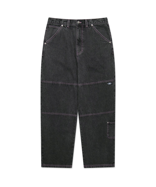 CNTRST ST DOUBLE KNEE DENIM PANTS gray
