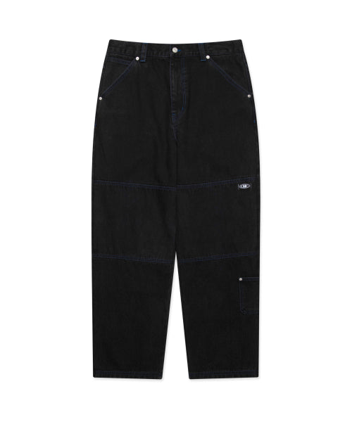 CNTRST ST DOUBLE KNEE DENIM PANTS black