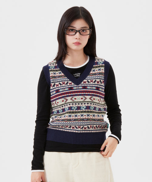 Women's pattern V-neck vest