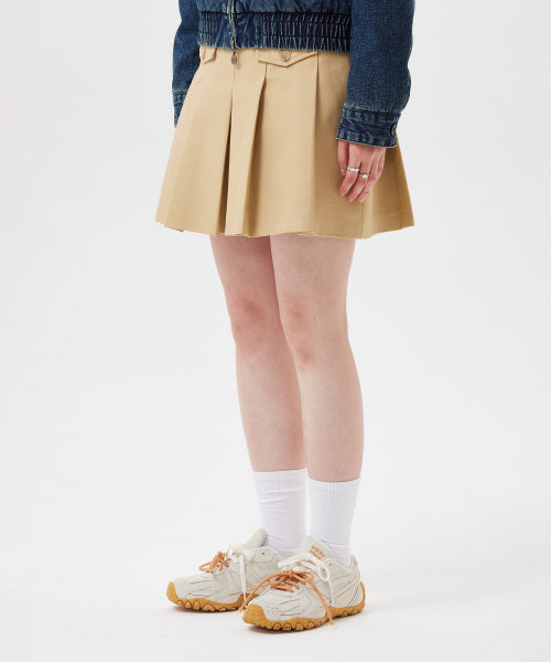 Women's Cotton Pleats Skirt Beige