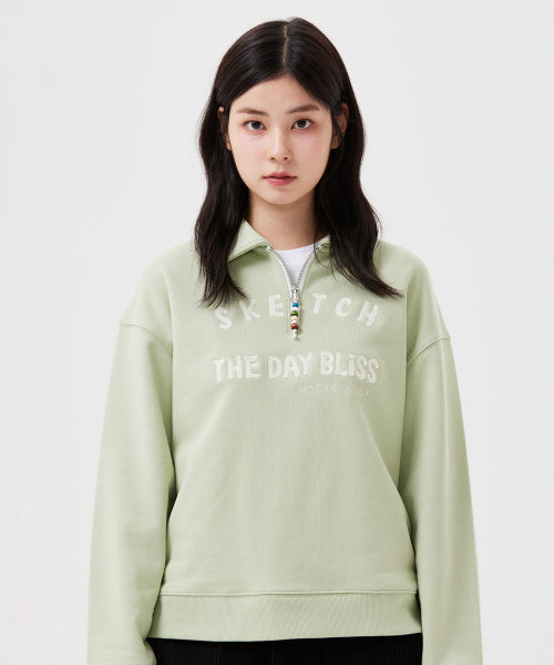 Women's Lettering Cara Half Zip-Up Green