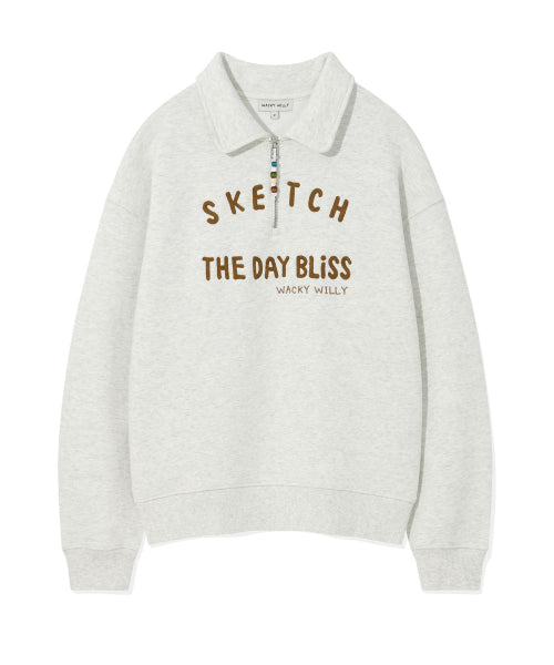 Women's Lettering Cara Half Zip-Up Oatmeal