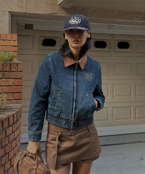 Women's Collar Color Blue Type Denim Jacket Blue