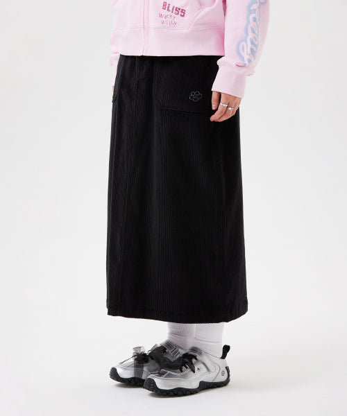[25FW] Women's Corduroy Long Skirt Black