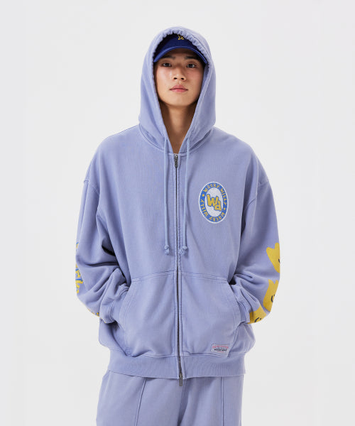 Kiki Triple Dying Hooded Zip-Up Blue