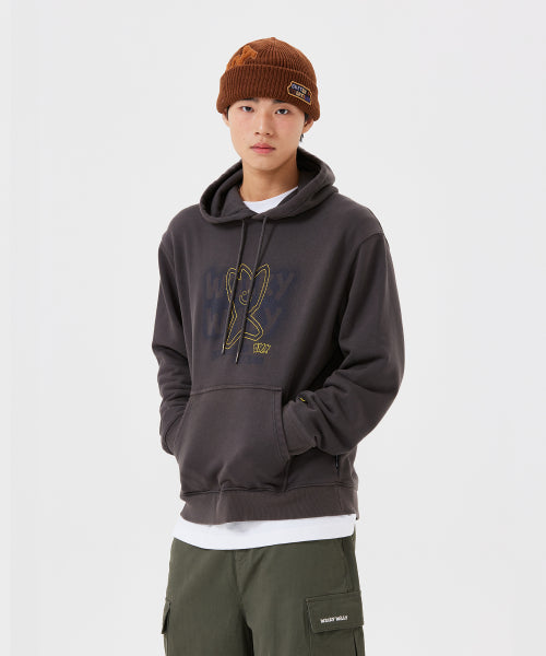 Kiki Pigment Graphic Hooded Sweat Charcoal